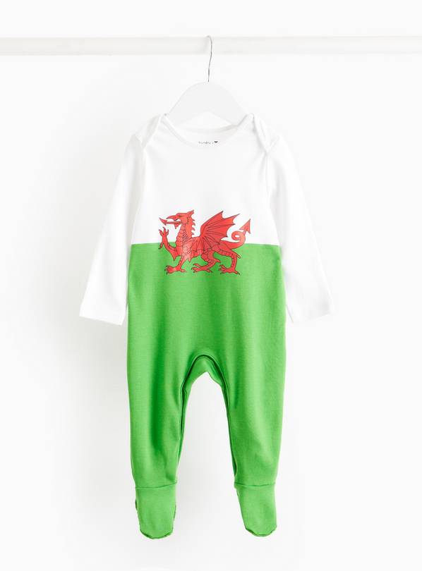 Wales Flag Long Sleeve Sleepsuit 3-6 months